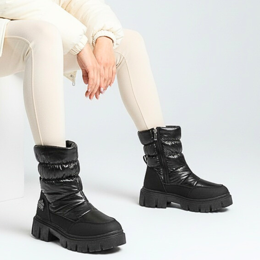 Czarne Śniegowce Jeep Ocieplane Obuwie Damskie