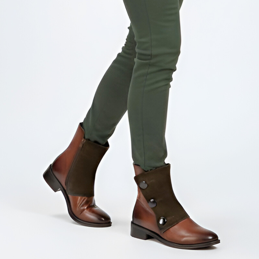 Botki damskie Maciejka, ze skóry na i zapinane na zamek na wygodnym obcasie, rude, H7172-29-00-7