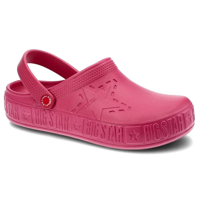 Klapki damskie Big Star, cholewka z tworzywa wsuwana konstrukcja profilowana wkładka gruba podeszwa, fuksja, II275007