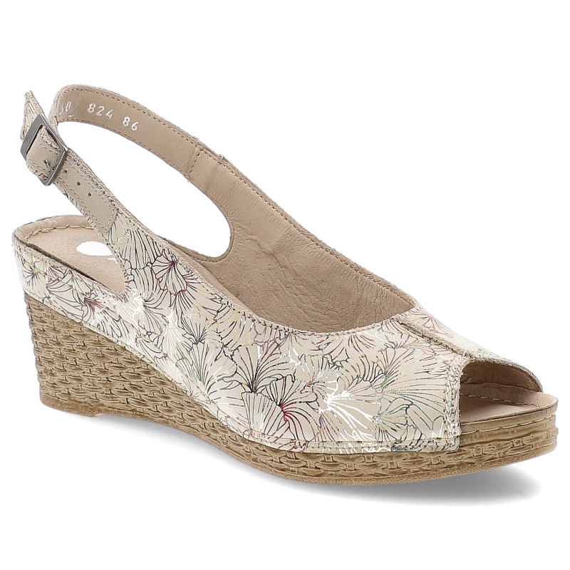 Beżowe Sandały Armodo Eleganckie Obuwie Damskie Na Koturnie