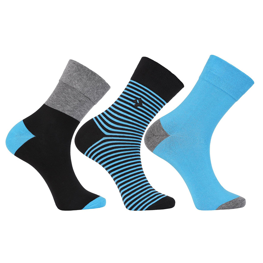 Niebieskie Wysokie Skarpety Męskie Moraj Mix 3 Pary