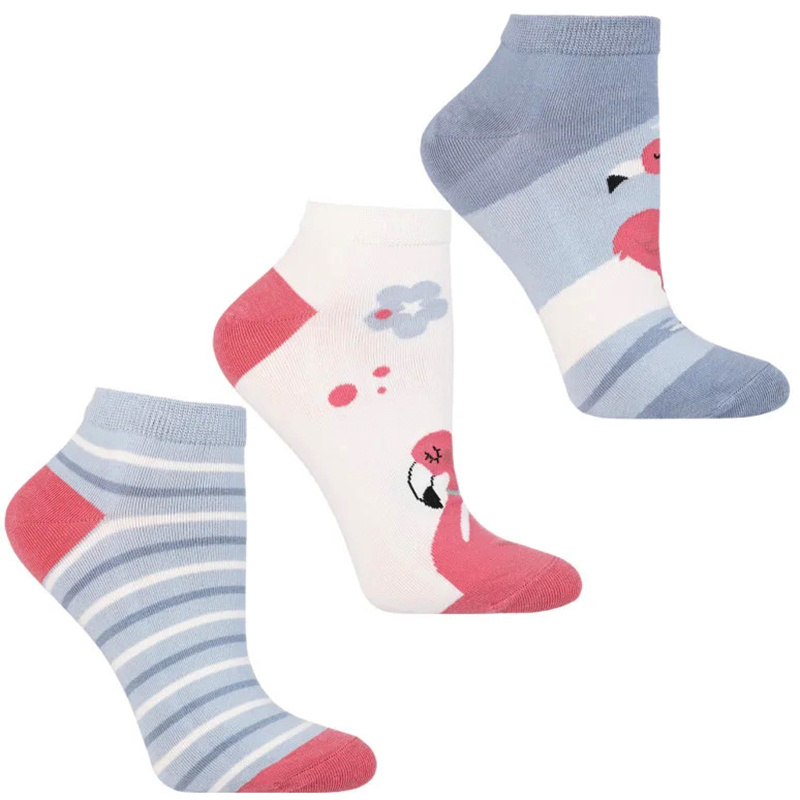 Skarpetki damskie Moraj, bawełniane niskie we wzorki i zwierzęce motywy 3 pary, kolorowe, CSD240-128
