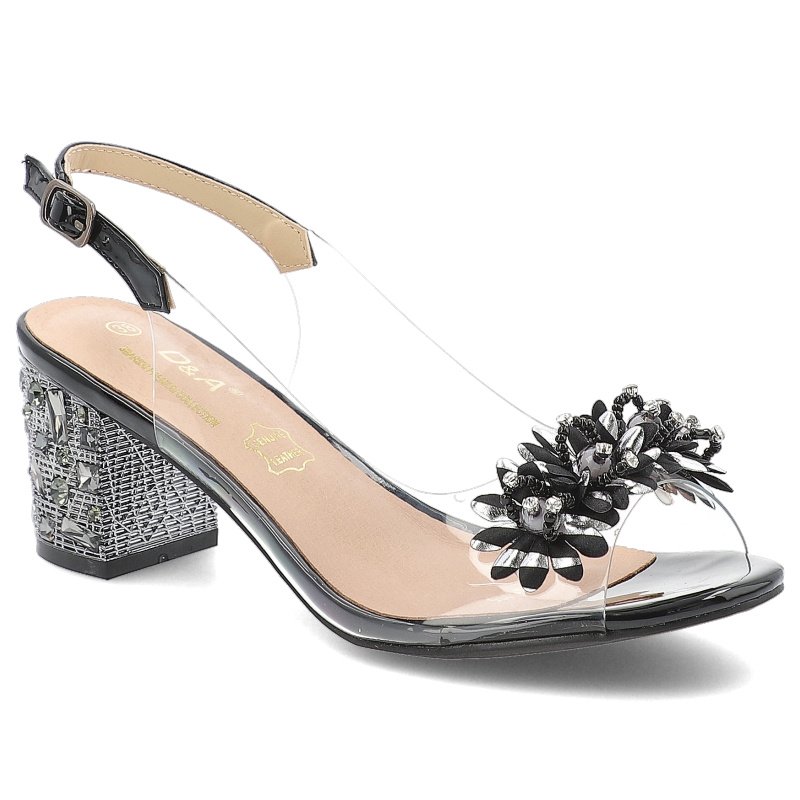 Czarne Sandały S.Barski Eleganckie Przeźroczyste Obuwie Damskie