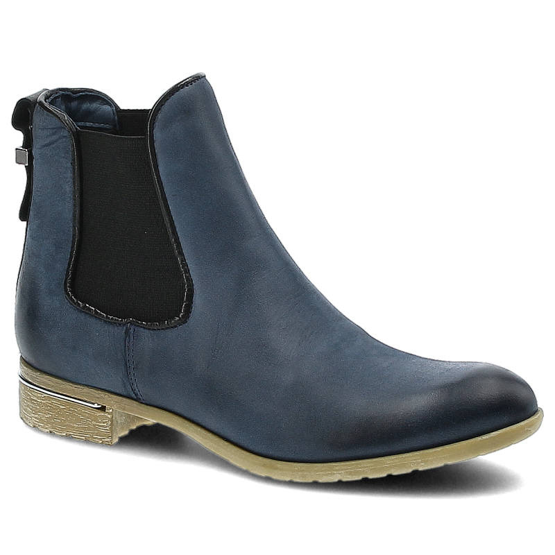 Botki damskie Carinii, skórzane i na płaskim obcasie, czarne, B2412_-628-E50-POL-769