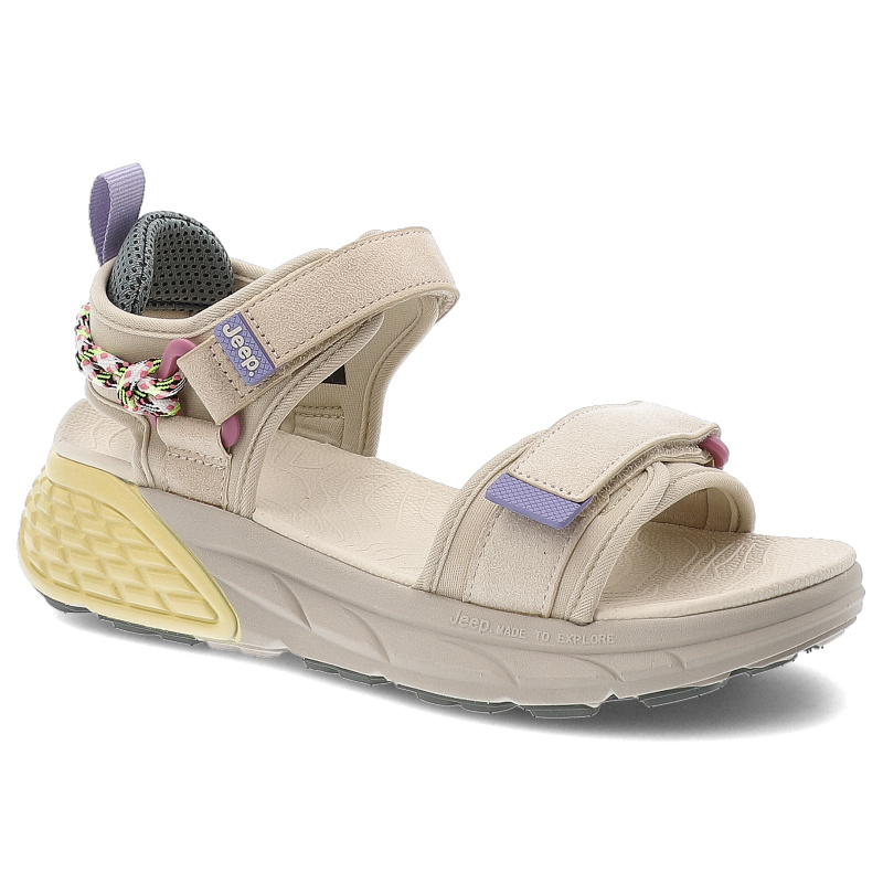 Beżowe Sandały Jeep Płaskie Obuwie Damskie