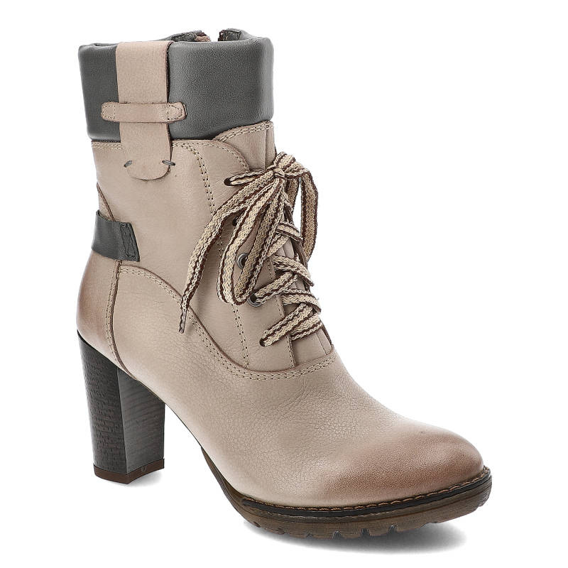 Botki damskie Szydłowski, sznurowane i zapinane suwakiem na słupku i wykonane z naturalnej skóry licowej, brązowe Rustic, 2033-Rustic-23-Al-2613