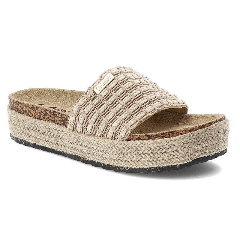 Beżowe Klapki Lee Cooper Modne Obuwie Damskie