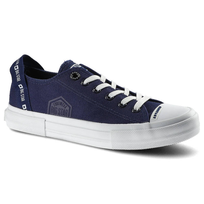Trampki damskie Big Star, wykonane z materiału tekstylnego o drobnym splocie z klasycznym sznurowaniem, granatowe, FF274208