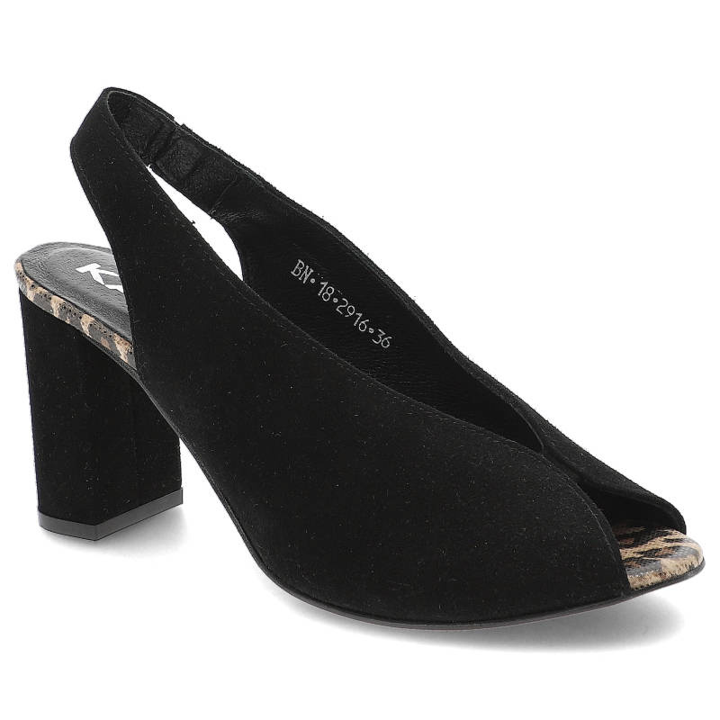 Sandały damskie Karino, eleganckie i na wyższym obcasie, czarne, 2916-003-P