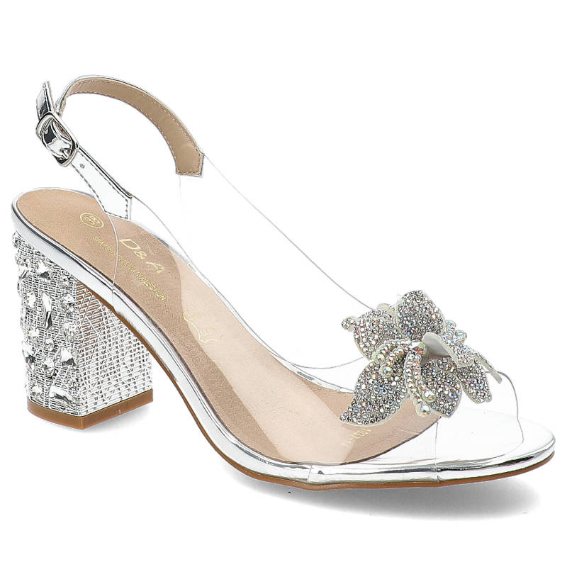 Srebrne Sandały S.Barski Eleganckie Buty Na Słupku