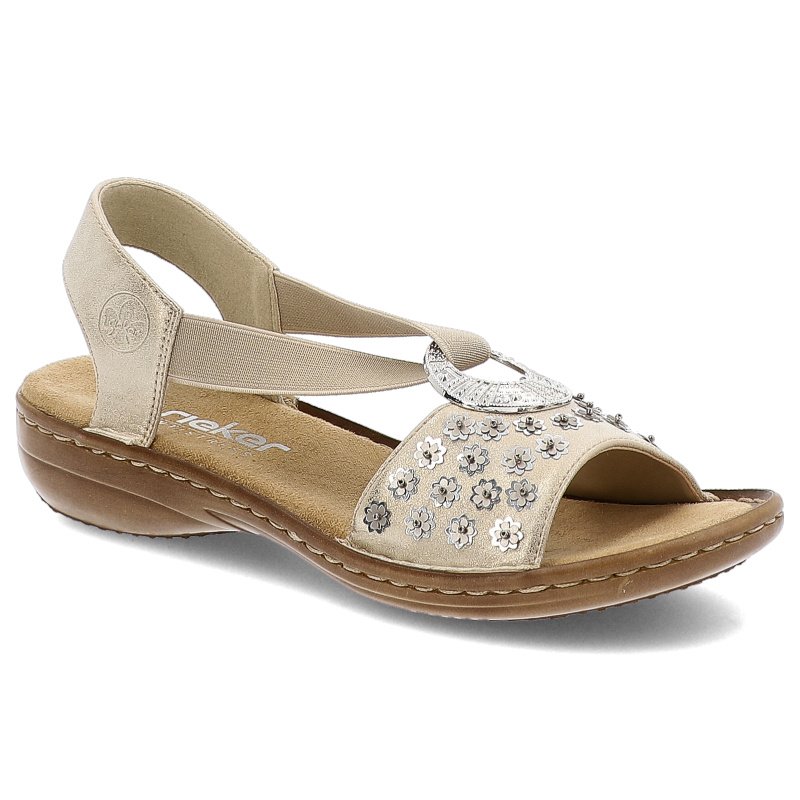 Beżowe Sandały Rieker Eleganckie Obuwie Damskie