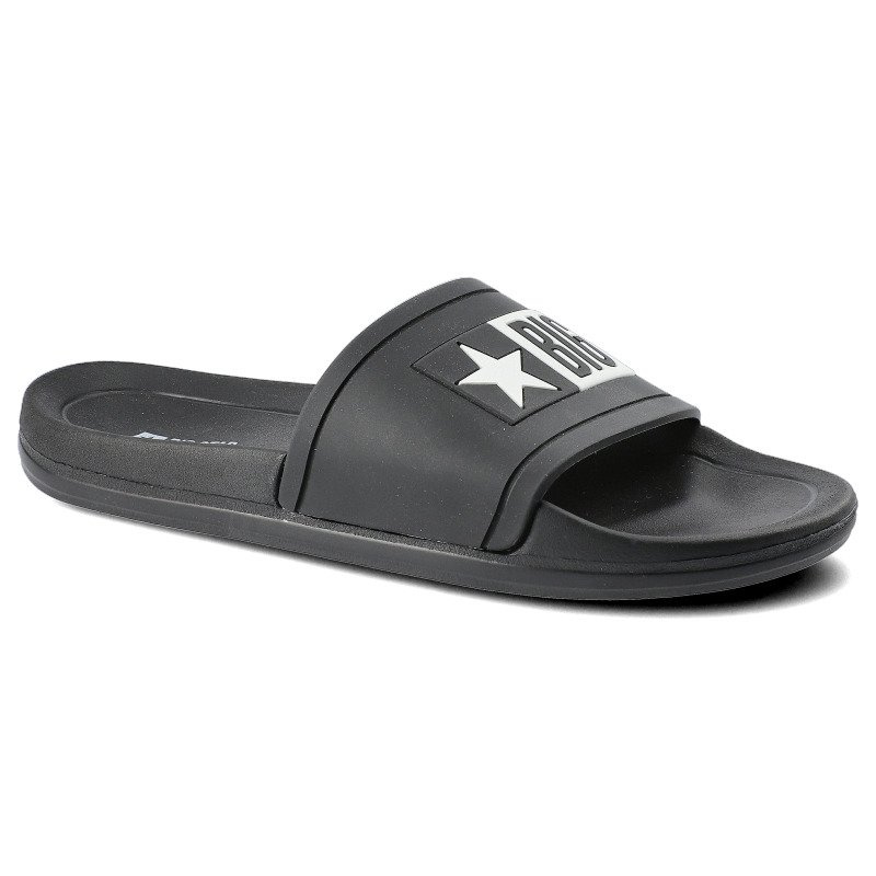 Klapki damskie Big Star, z lekkiego tworzywa syntetycznego z szerokim paskiem na podbiciu oraz profilowaną podeszwą, czarne, DD174699-906