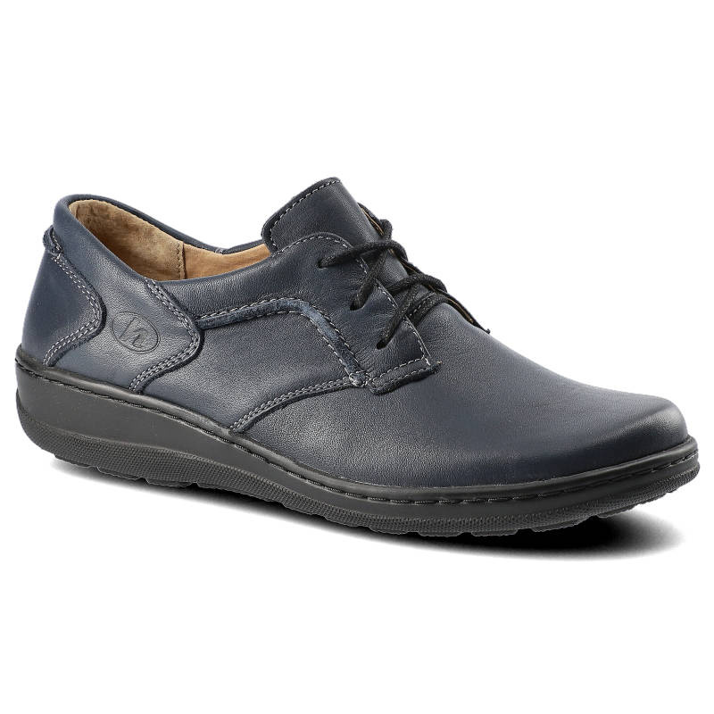 Półbuty damskie Helios, skóra naturalna sznurowane i na płaskiej podeszwie, granatowe, 715-2