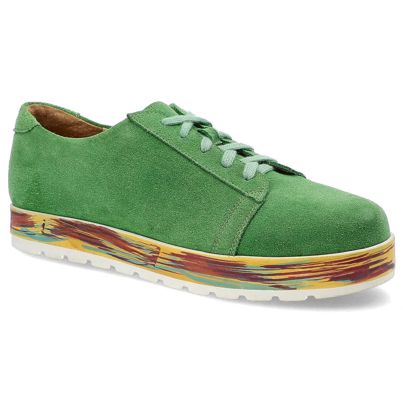 Półbuty damskie Annmex, sznurowane i na płaskie podeszwie, zielone, 8487