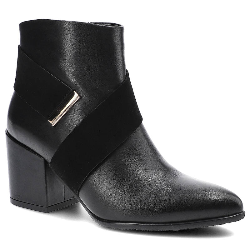 Botki damskie Szydłowski, eleganckie i na stabilnym obcasie, czarne, 2201-CP-1-Z-1