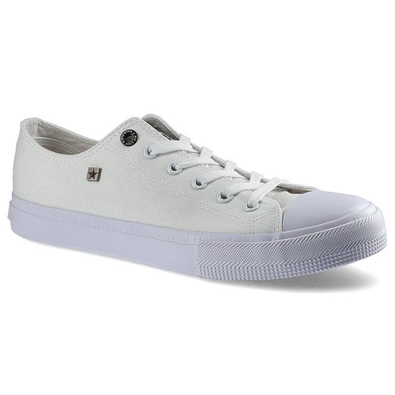 Trampki damskie Big Star, materiałowa cholewka na klasycznym płaskim gumowym spodzie, białe, AA174010