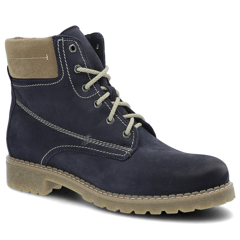 Botki damskie Pollonus, ocieplane i sznurowane, granatowe Samuel, 5-0739-011