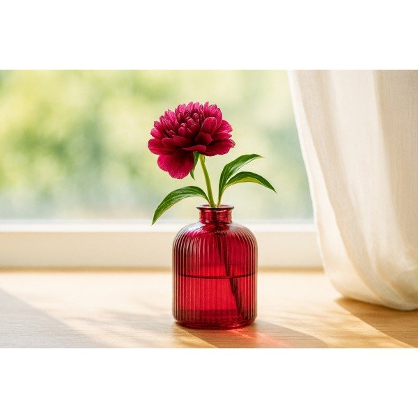 Wazon szklany 18 cm Stripe czerwony San Miguel recykling