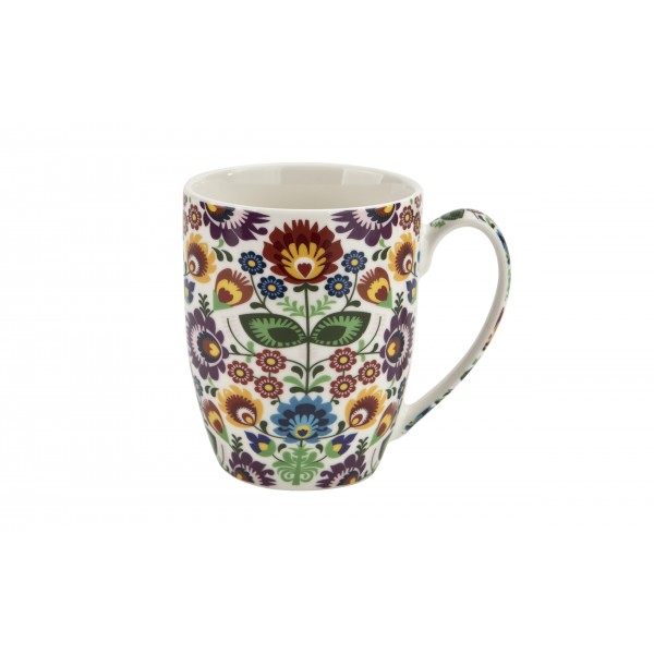 Kubek porcelanowy 350 ml Łowicz w koszyczku