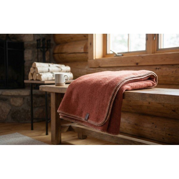 Koc wełniany 160x200 cm MERANO 07547460 Terracotta