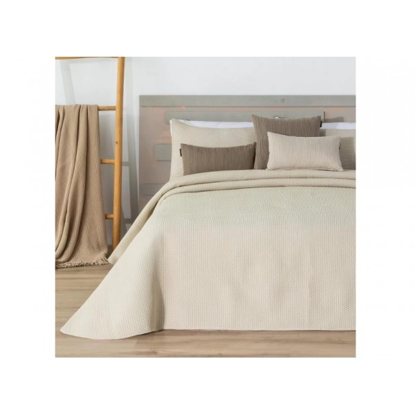 Komplet Narzuta Bouti Nesty Wash 190x270cm + poszewka 50x70 cm beżowa