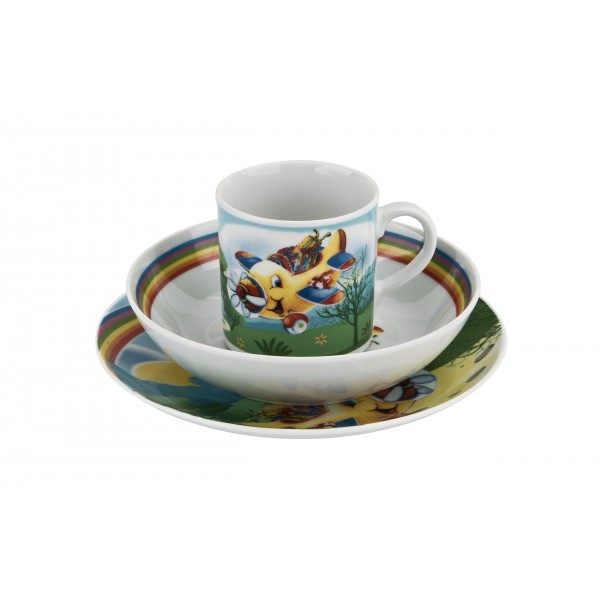 Zestaw naczyń dla dzieci Samolocik porcelanowy