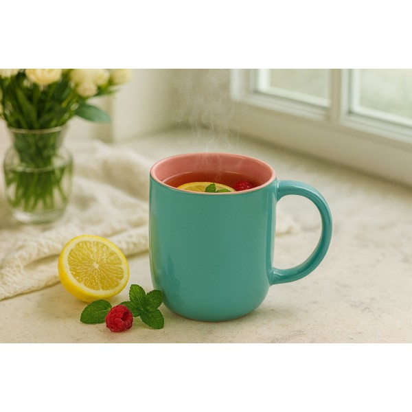 Kubek ceramiczny 400 ml niebiesko-różowy