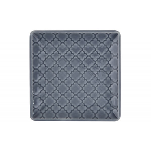 Talerz płytki kwadratowy 11cm Marrakesz szaro-niebieski K9
