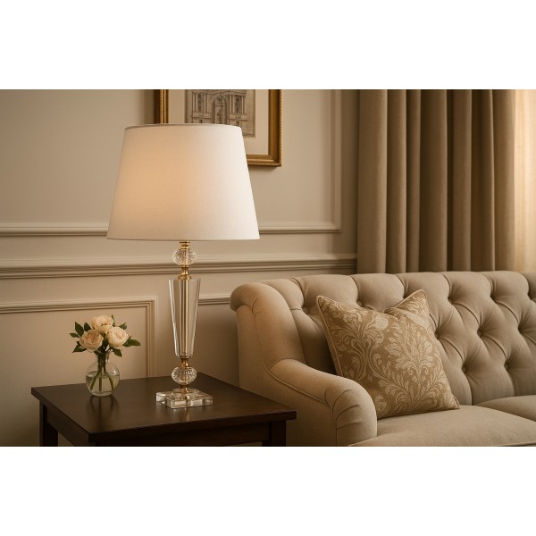 Lampa z kloszem i szklaną podstawa AP138547