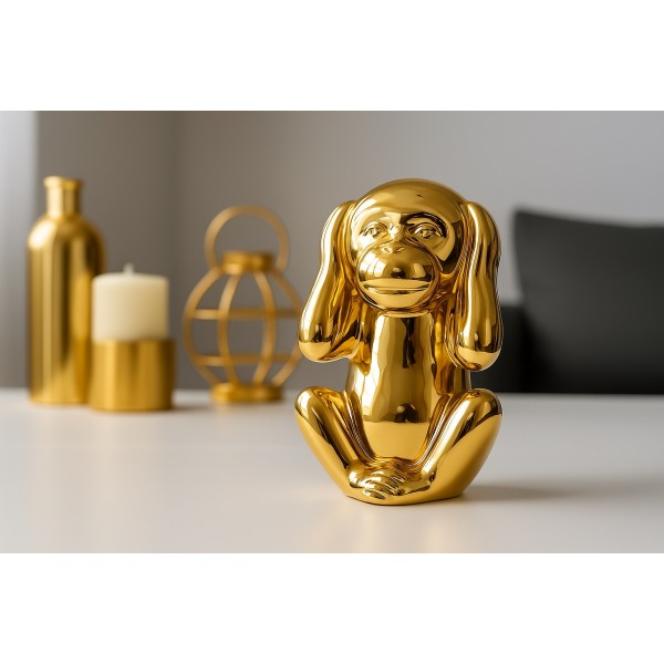 Skarbonka ceramiczna Małpka "Uszy" złota