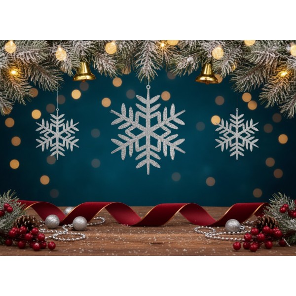 12x Ozdoba świąteczna śnieżynka srebrna