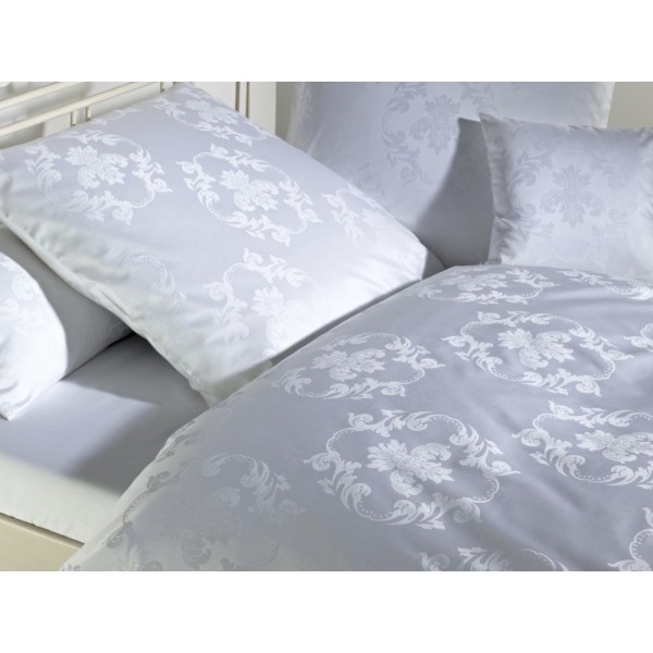 Pościel adamaszkowa 155x200 cm Josephine Biała 3737