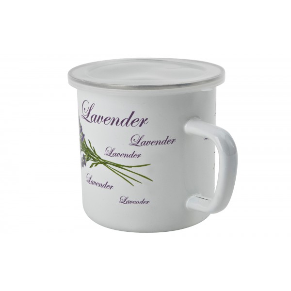 Kubek emaliowany z pokrywką 1L Lawenda