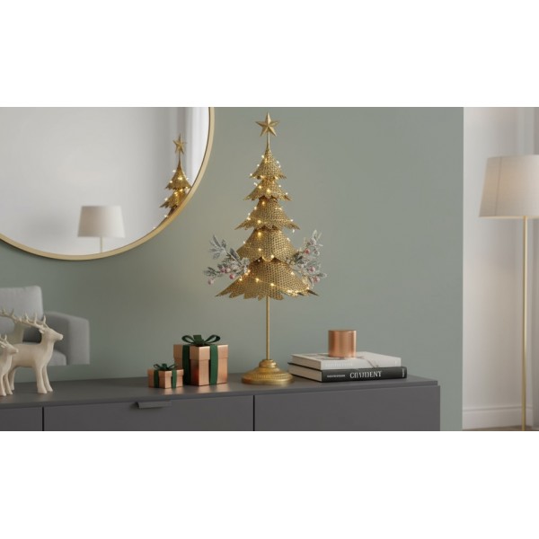 Figurka świąteczna Choinka metalowa 97 cm złota