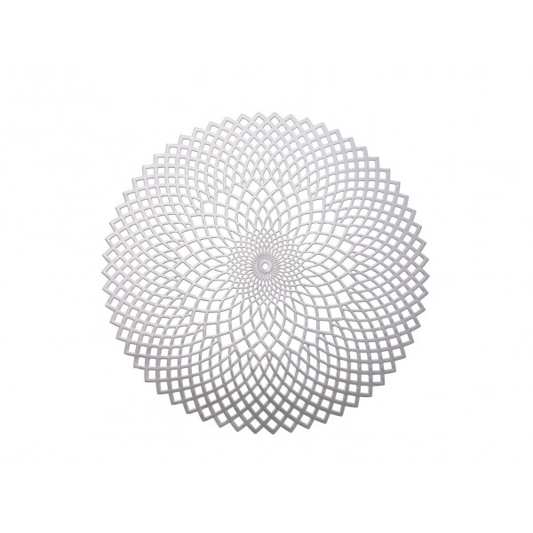 Mata na stół okrągła 38 cm Glamour ażurowa srebrna