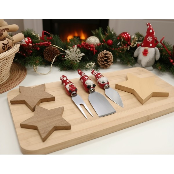 Zestaw 3 nożów do sera Xmas Skrzaty