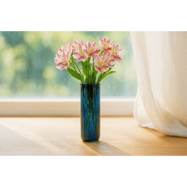 Wazon szklany 28 cm Stripe granatowy San Miguel recykling