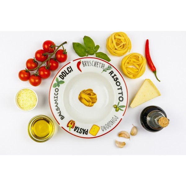 Talerz do pasty 25 cm Czerwony brzeg MPL