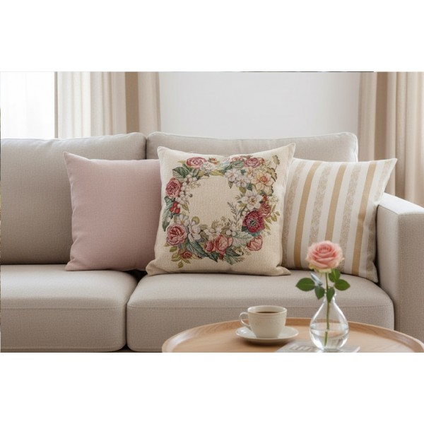 Poszewka dekoracyjna 45x45 cm Wianek z kwiatów