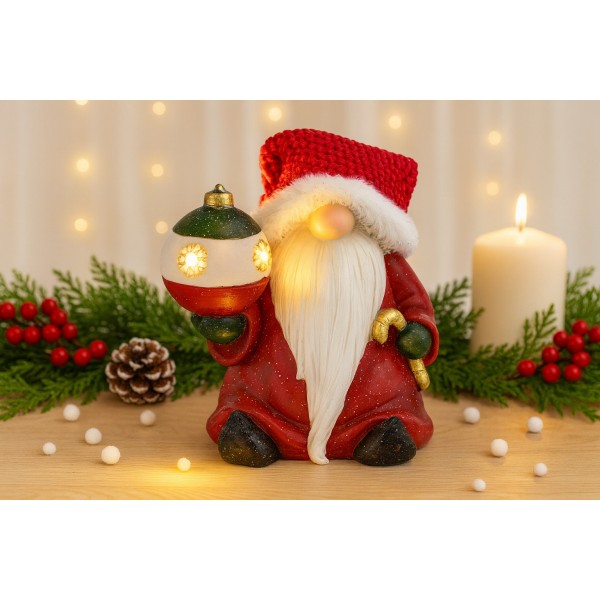 Figurka ozdobna Mikołaj świecący LED z bombką 7406