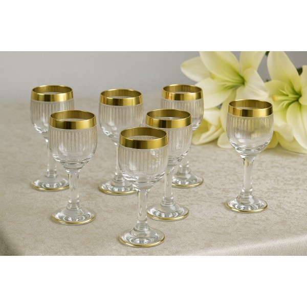 Komplet 6 kieliszków do wódki 25 ml Koral Gold