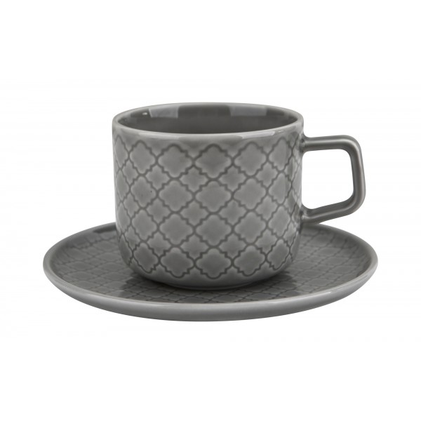 Filiżanka ze spodkiem 250 ml Marrakesz szary K1