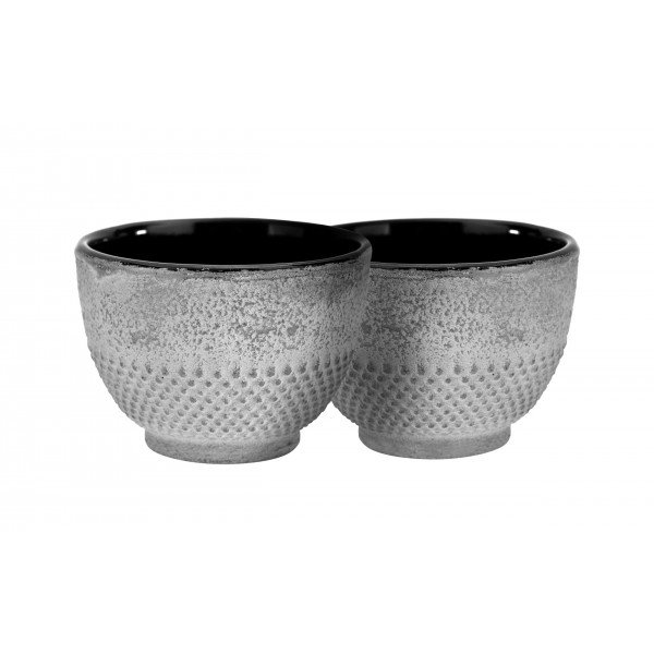 Żeliwny zestaw 2 czarek do herbaty szary Japanese