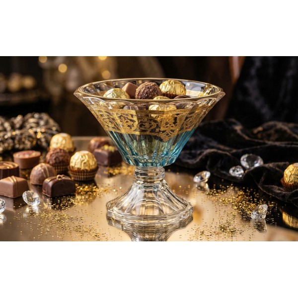 Misa kryształowa 26 cm na nodze BLUE-FT-D