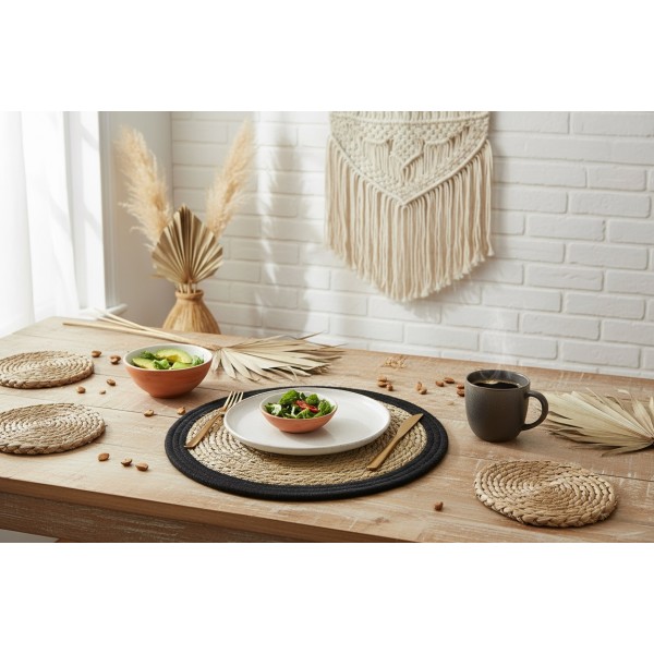 Mata stołowa 40 cm Natural czarna 44880