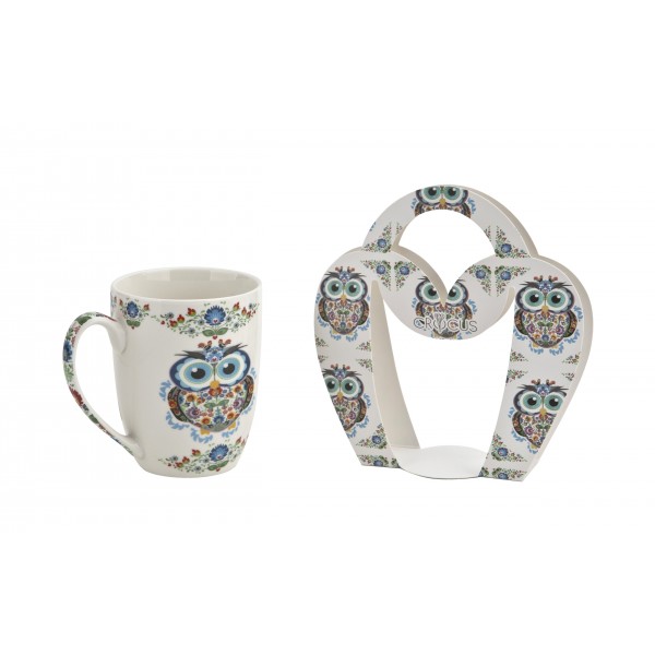 Kubek porcelanowy 350 ml Sowa Etno