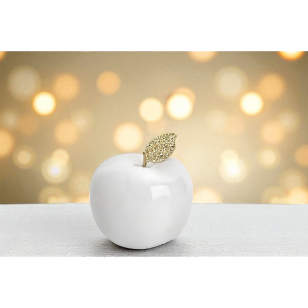 Ozdoba ceramiczna Jabłko ze złotym listkiem