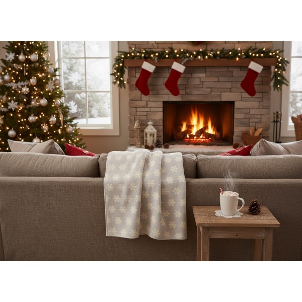 Koc bawełniany 135x200 cm CARLA „Snowflake” grey 172897K2