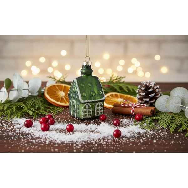 Bombka szklana domek 10cm RF0729