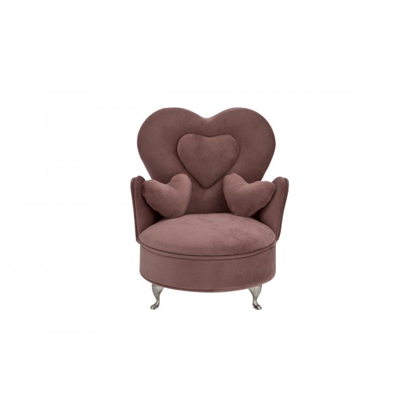 Szkatułka na biżuterię welurowa Fotel różowy